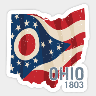 Ohio 1803 with Ohio flag stars and stripes Sticker